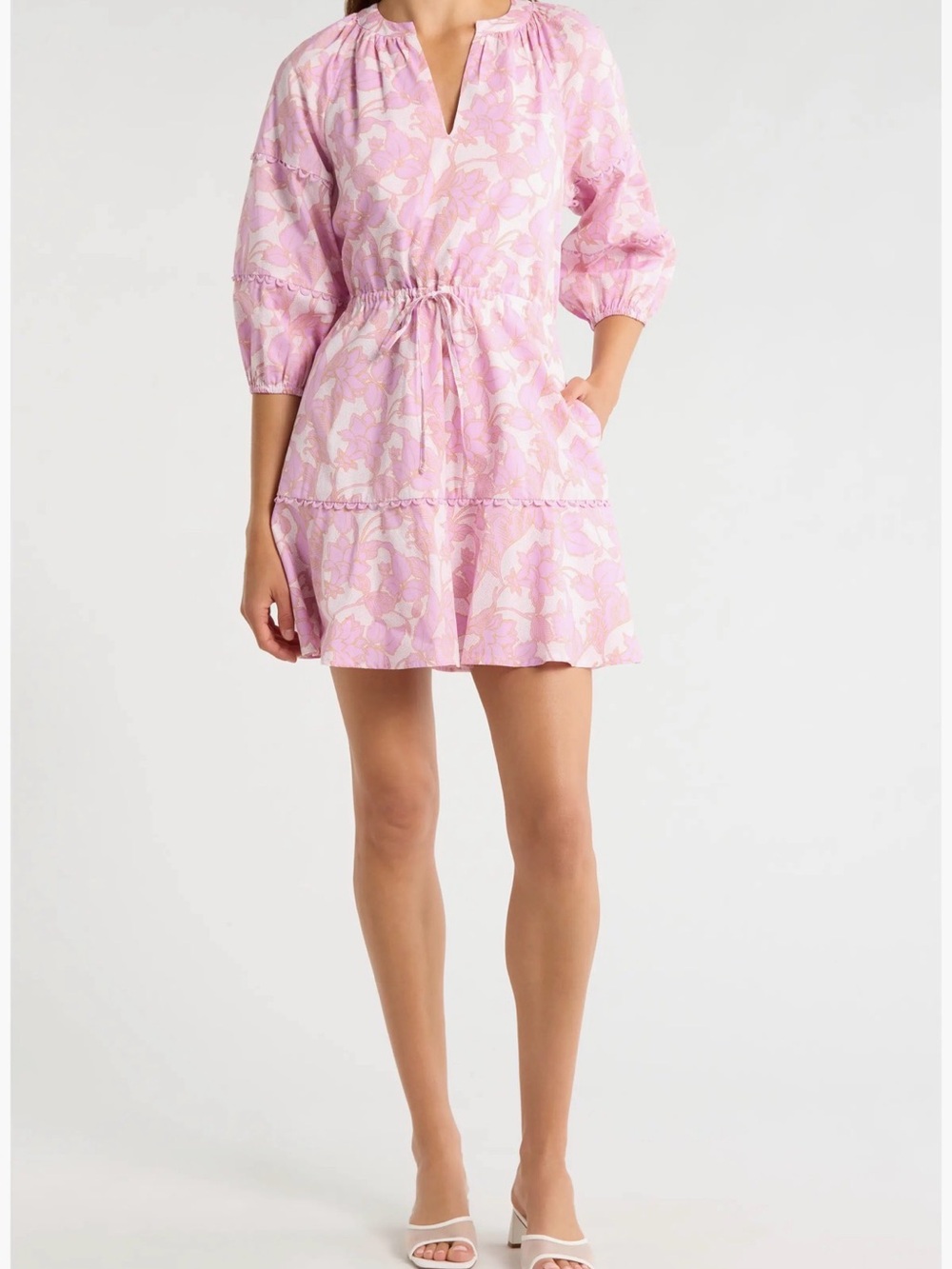 Sugarlips Pink Floral Tie-Waist Mini Dress
